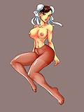 Hentai street-fighter girl in pantyhose shows her sexy body